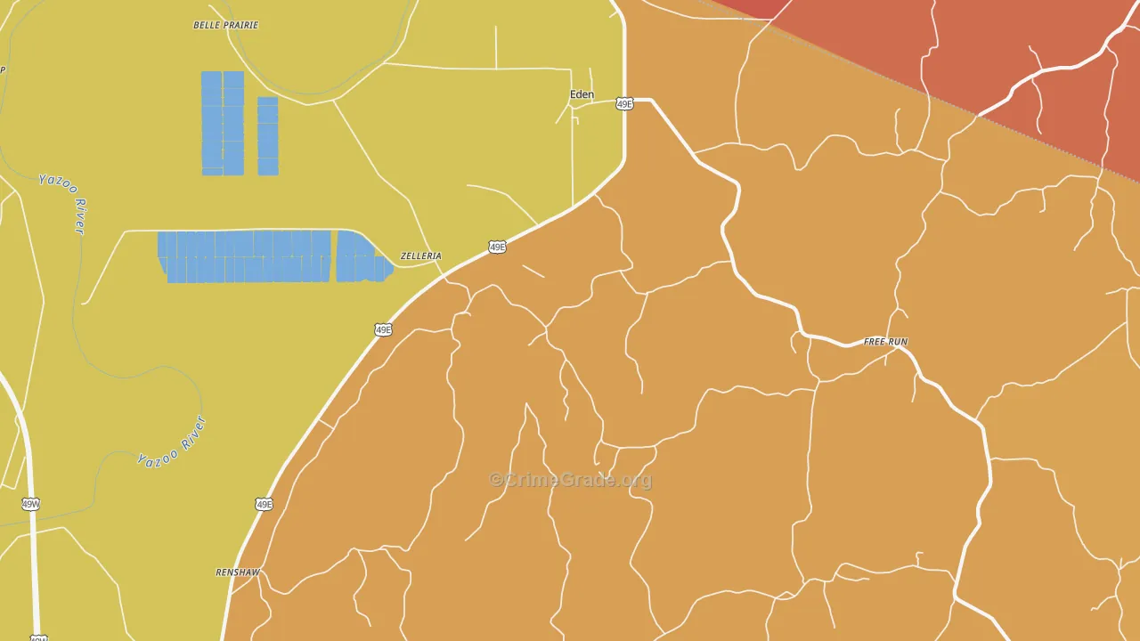 Eden, MS Map of Theft Rates