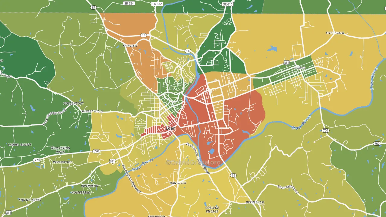 Eden, NC Map of Theft Rates