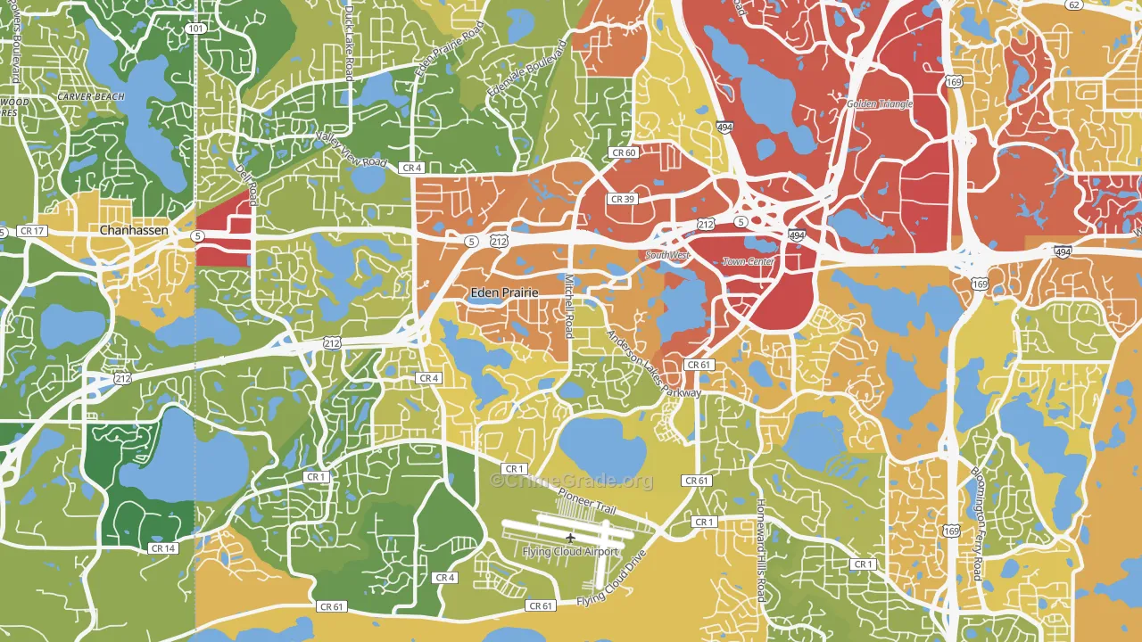 Eden Prairie, MN Map of Theft Rates