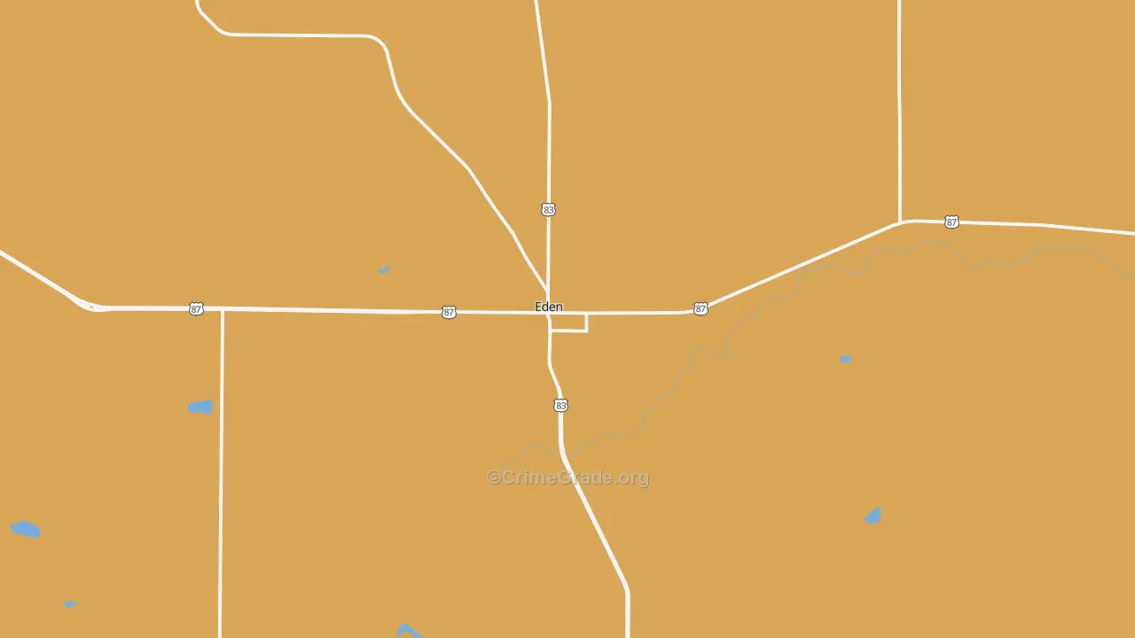 Eden, TX Map of Theft Rates