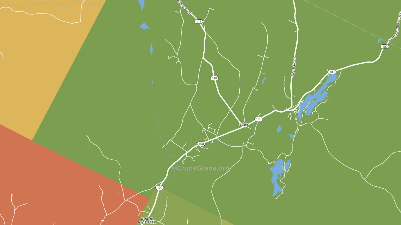 Eden, VT Map of Theft Rates