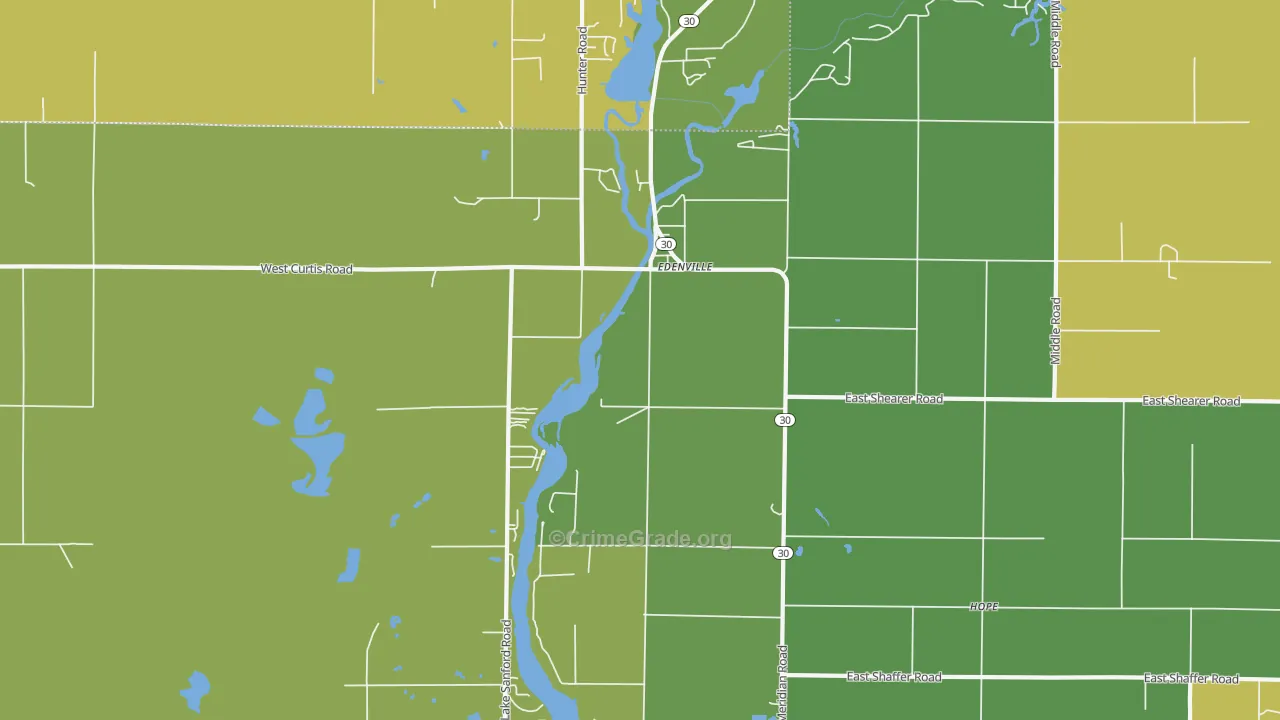 Edenville, MI Map of Theft Rates