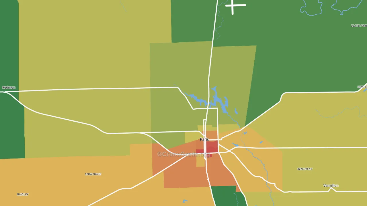 Edgar County, IL Map of Theft Rates