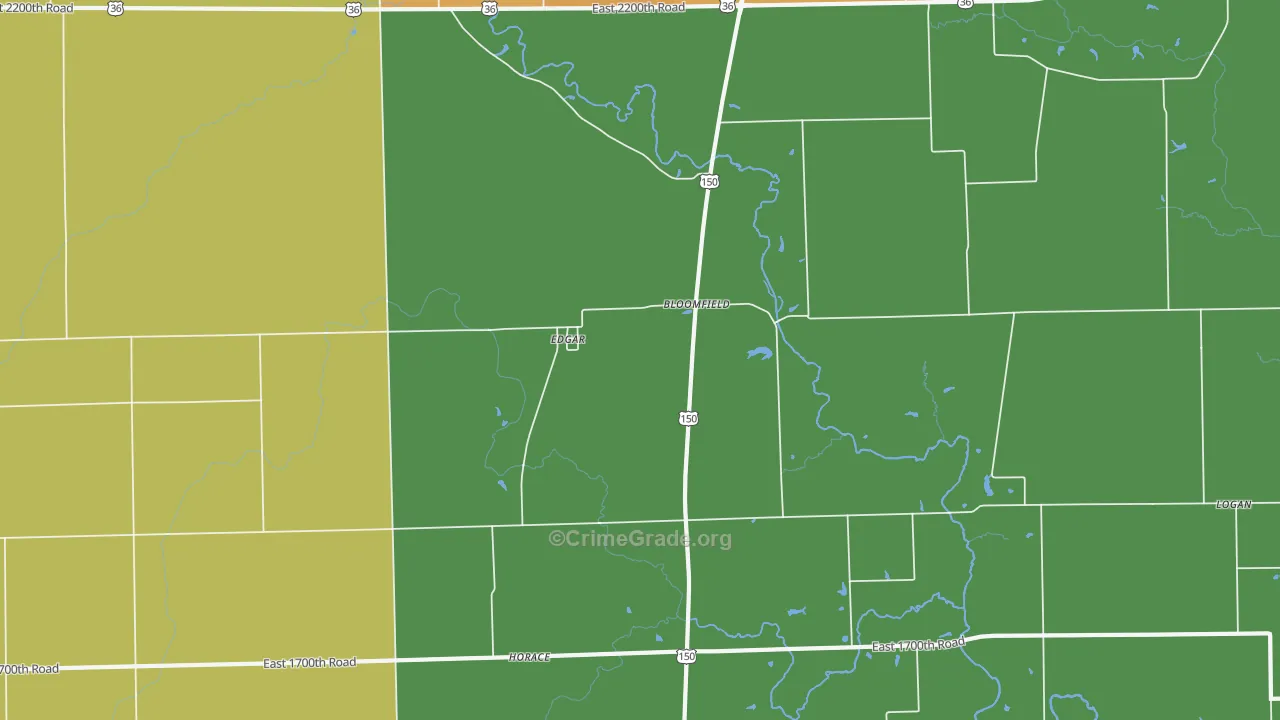 Edgar, IL Map of Theft Rates