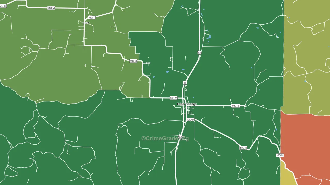 Edgar Springs, MO Map of Theft Rates