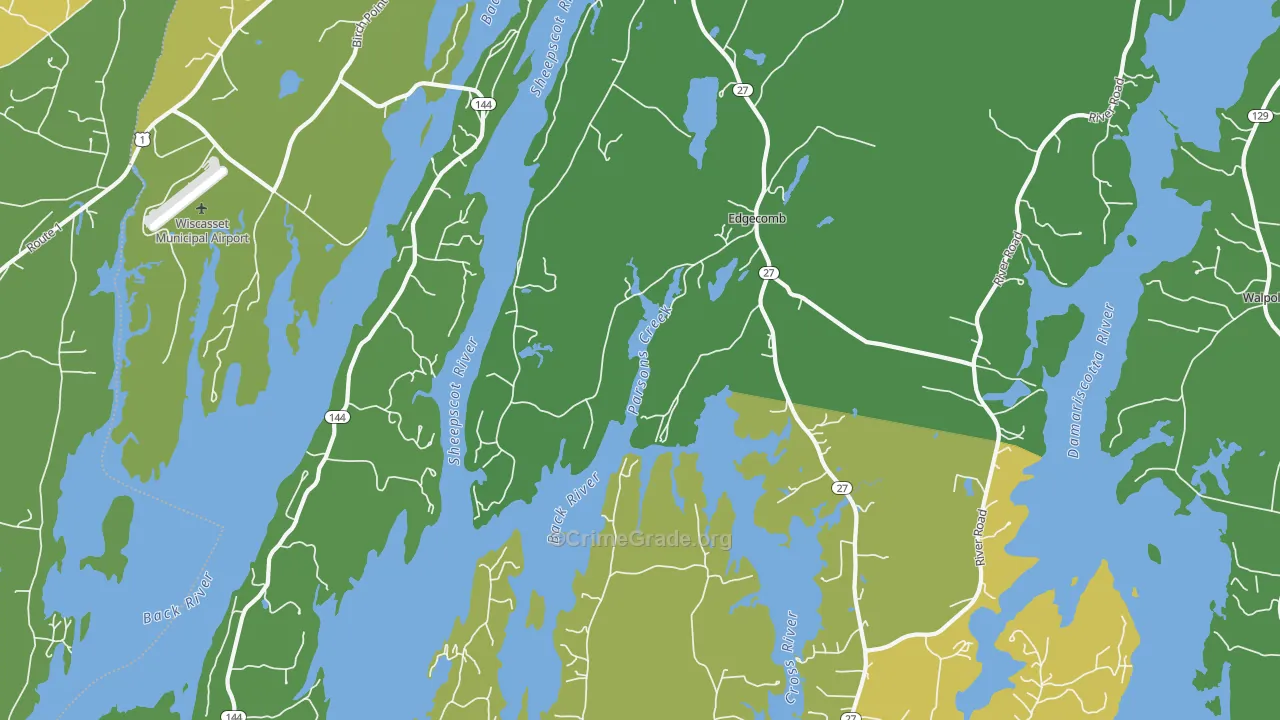 Edgecomb, ME Map of Theft Rates
