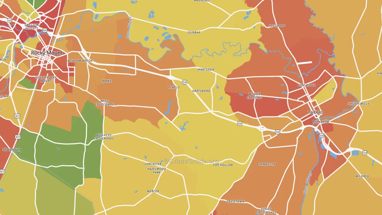 Edgecombe County, NC Map of Theft Rates