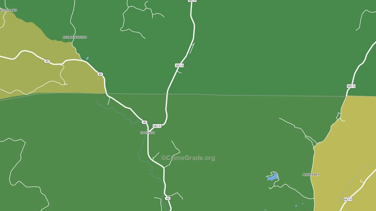 Edgehill, MO Map of Theft Rates