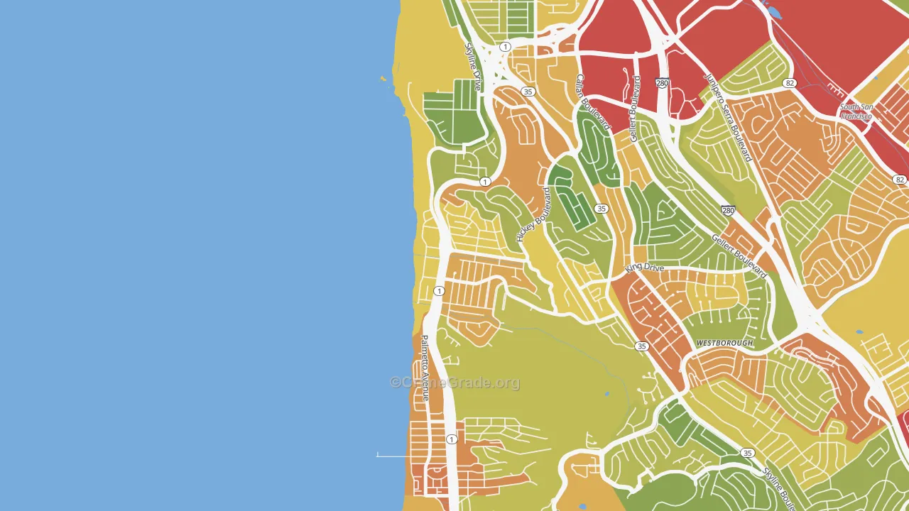Edgemar-Pacific Manor, Pacifica, CA Map of Theft Rates