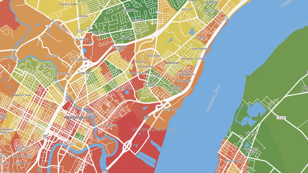 Edgemoor, DE Map of Theft Rates