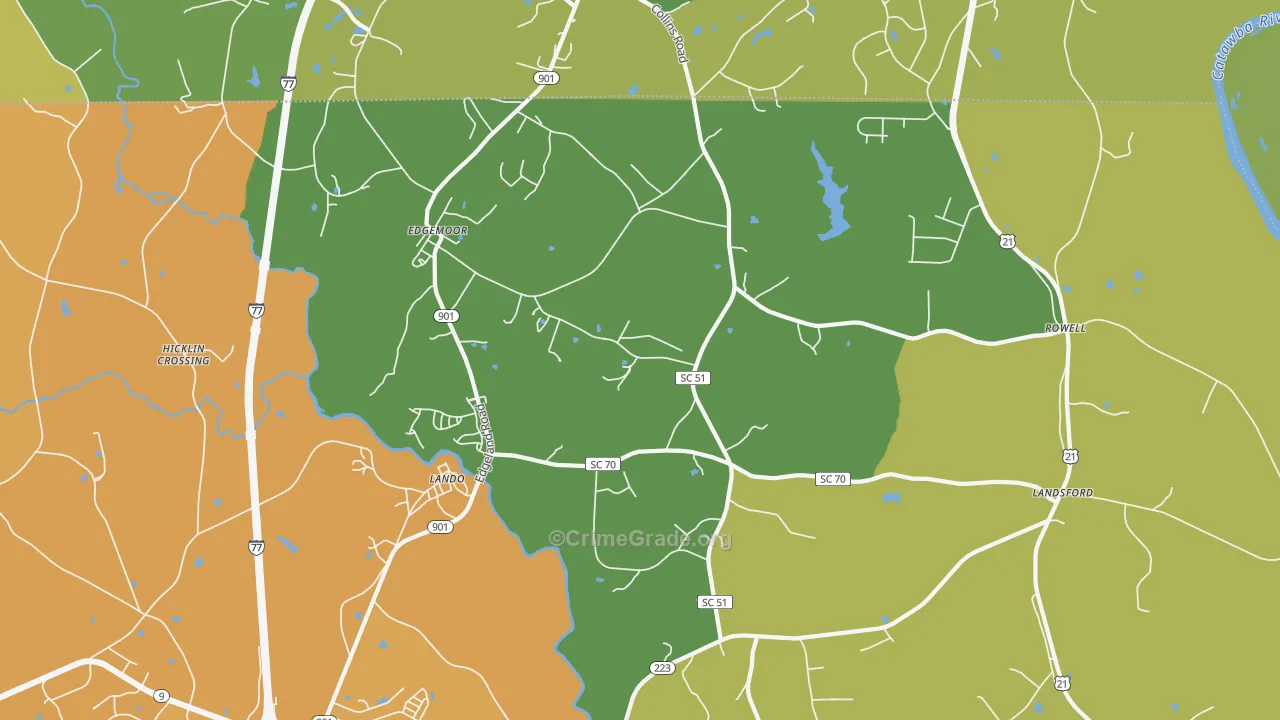 Edgemoor, SC Map of Theft Rates