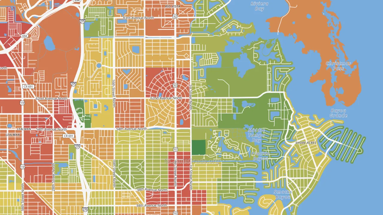 Edgemoor, St. Petersburg, FL Map of Theft Rates