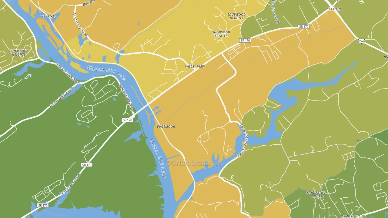 Edgemoor, TN Map of Theft Rates