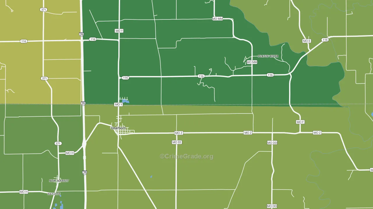 Edgerton Junction, MO Map of Theft Rates