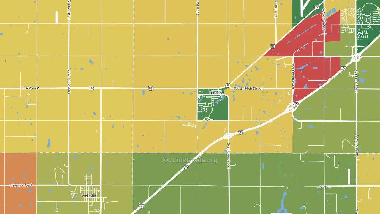 Edgerton, KS Map of Theft Rates