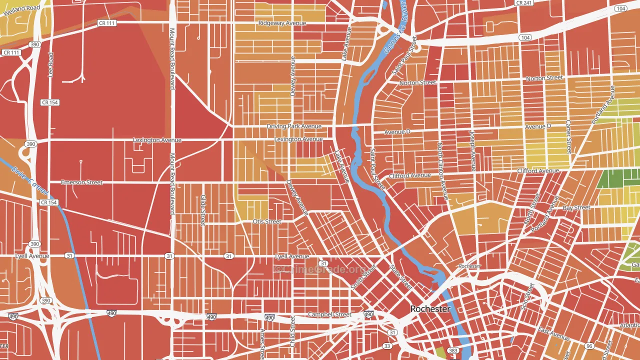 Edgerton, Rochester, NY Map of Theft Rates