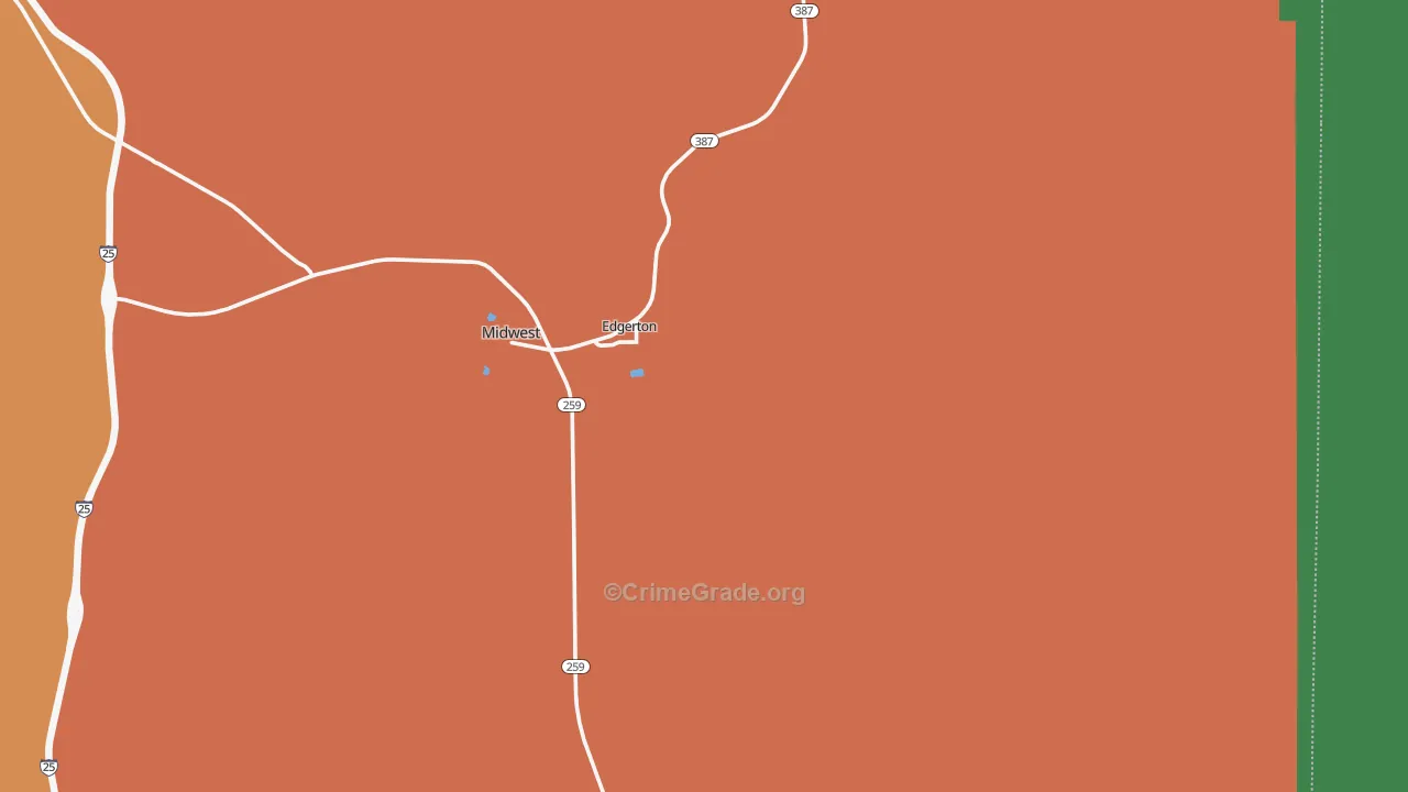 Edgerton, WY Map of Theft Rates