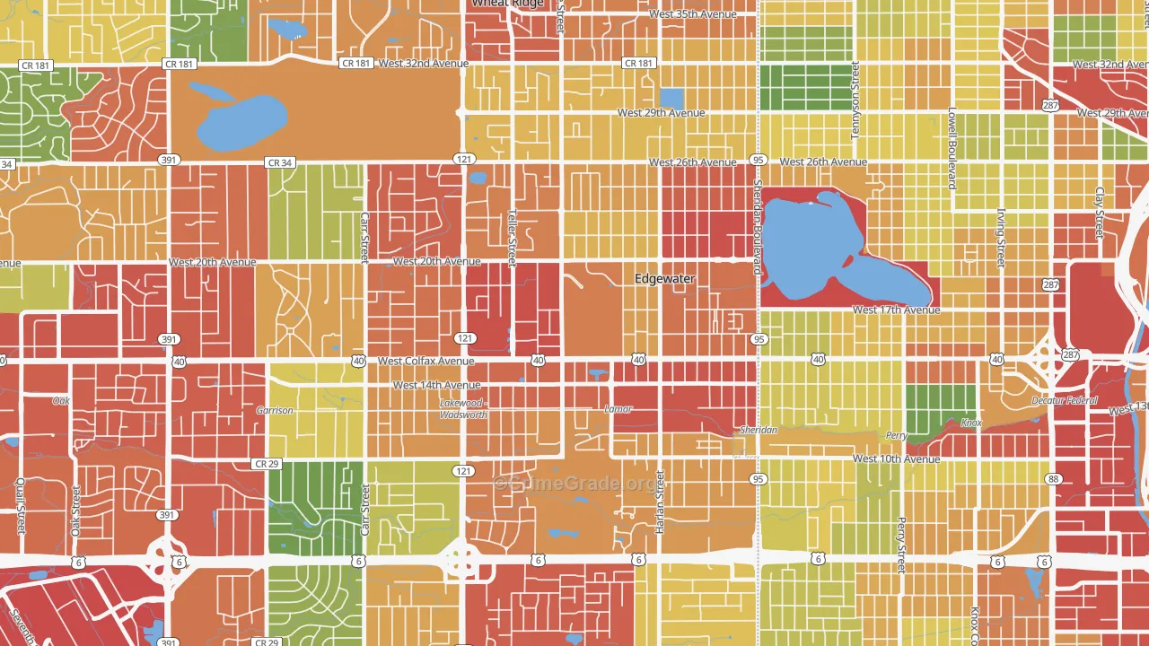 Edgewater, CO Map of Theft Rates