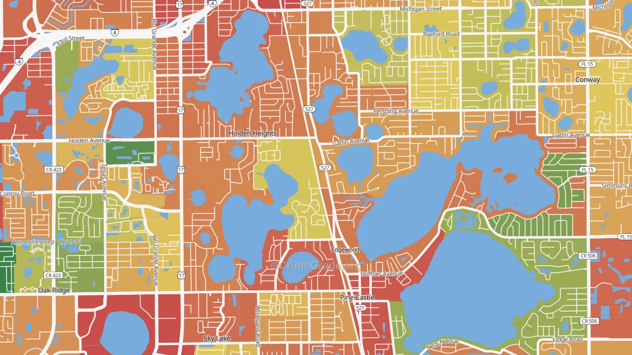 Edgewood, FL Map of Theft Rates