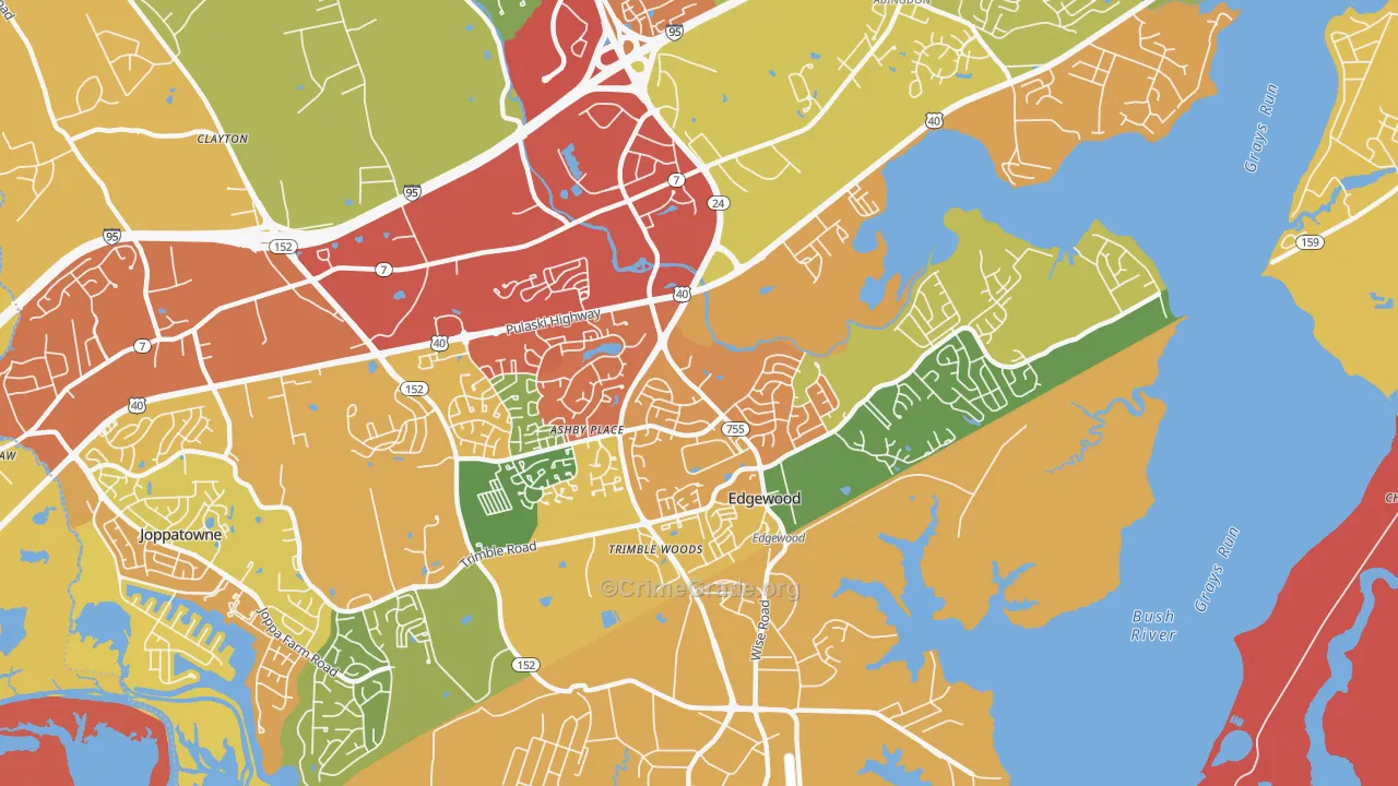 Edgewood, MD Map of Theft Rates
