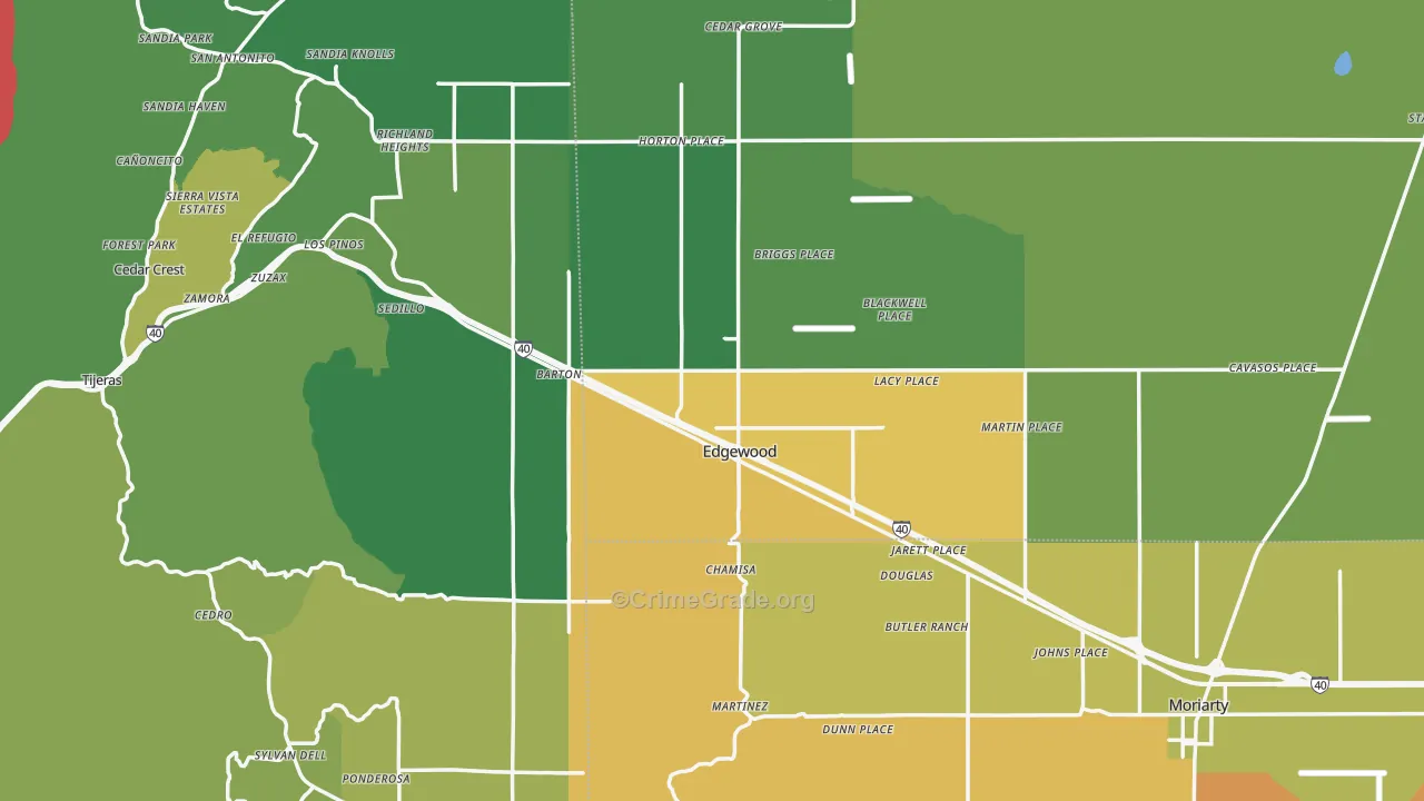 Edgewood, NM Map of Theft Rates
