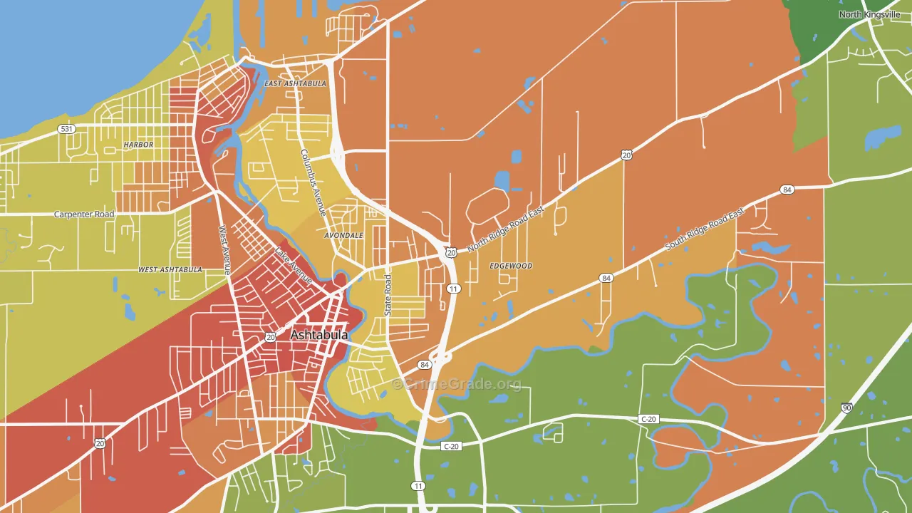Edgewood, OH Map of Theft Rates