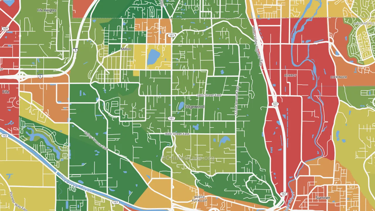 Edgewood, WA Map of Theft Rates