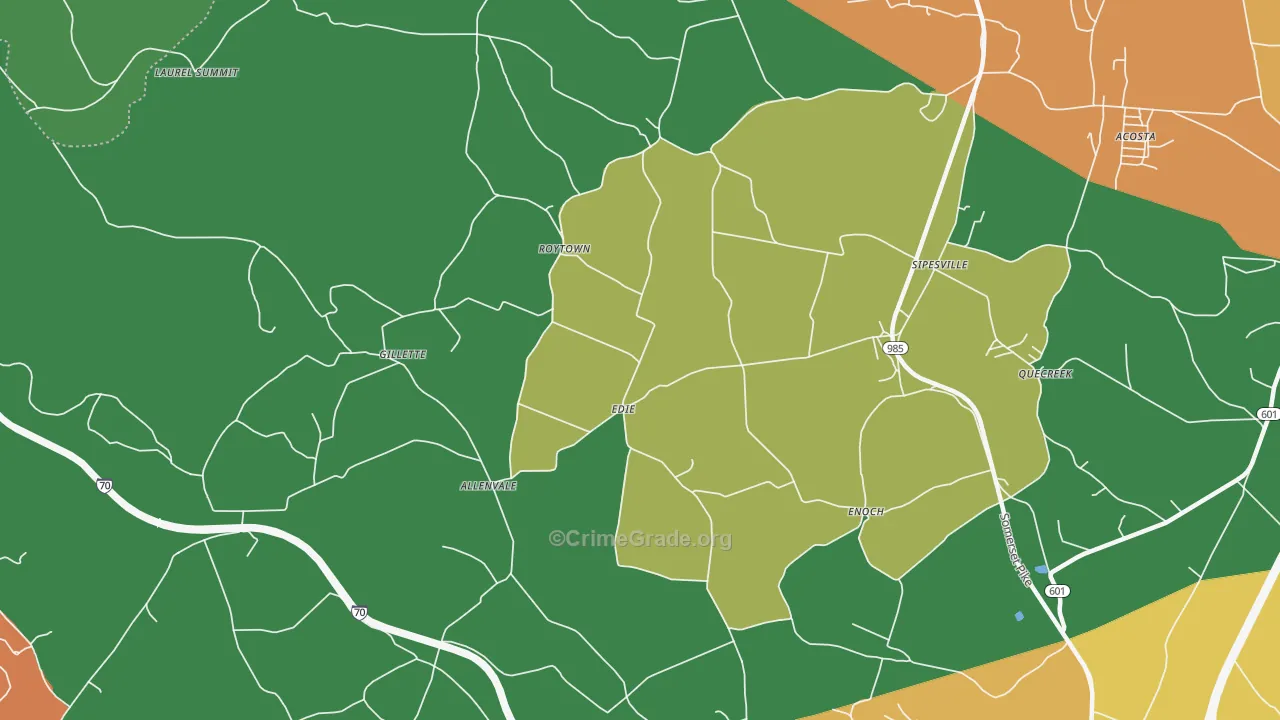 Edie, PA Map of Theft Rates