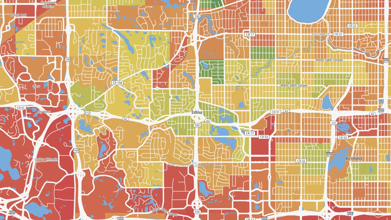 Edina, MN Map of Theft Rates