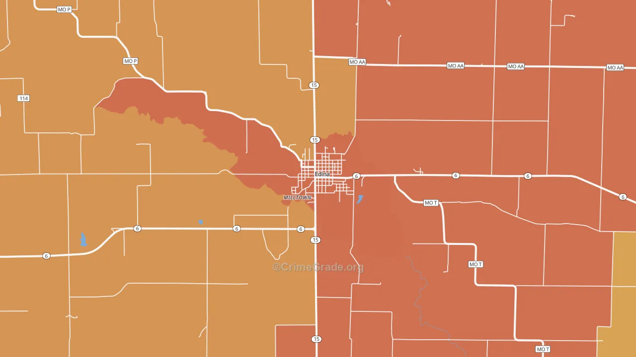 Edina, MO Map of Theft Rates