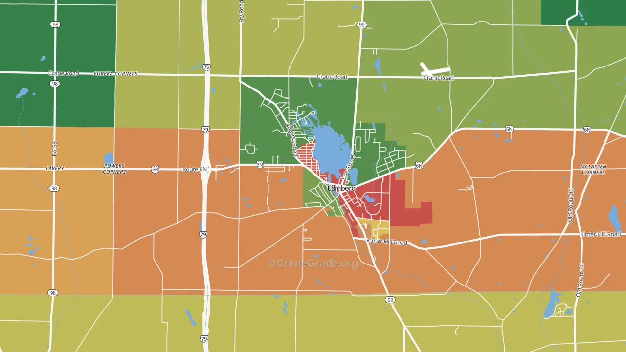 Edinboro, PA Map of Theft Rates