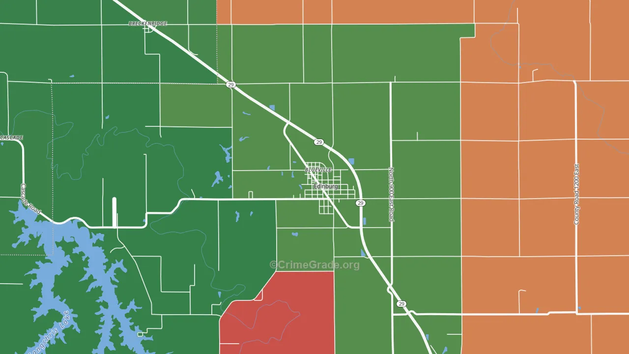 Edinburg, IL Map of Theft Rates