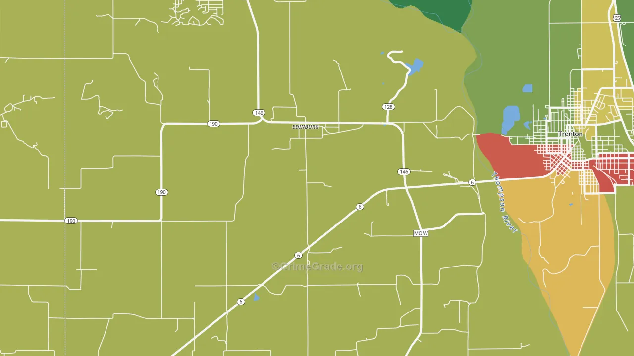 Edinburg, MO Map of Theft Rates