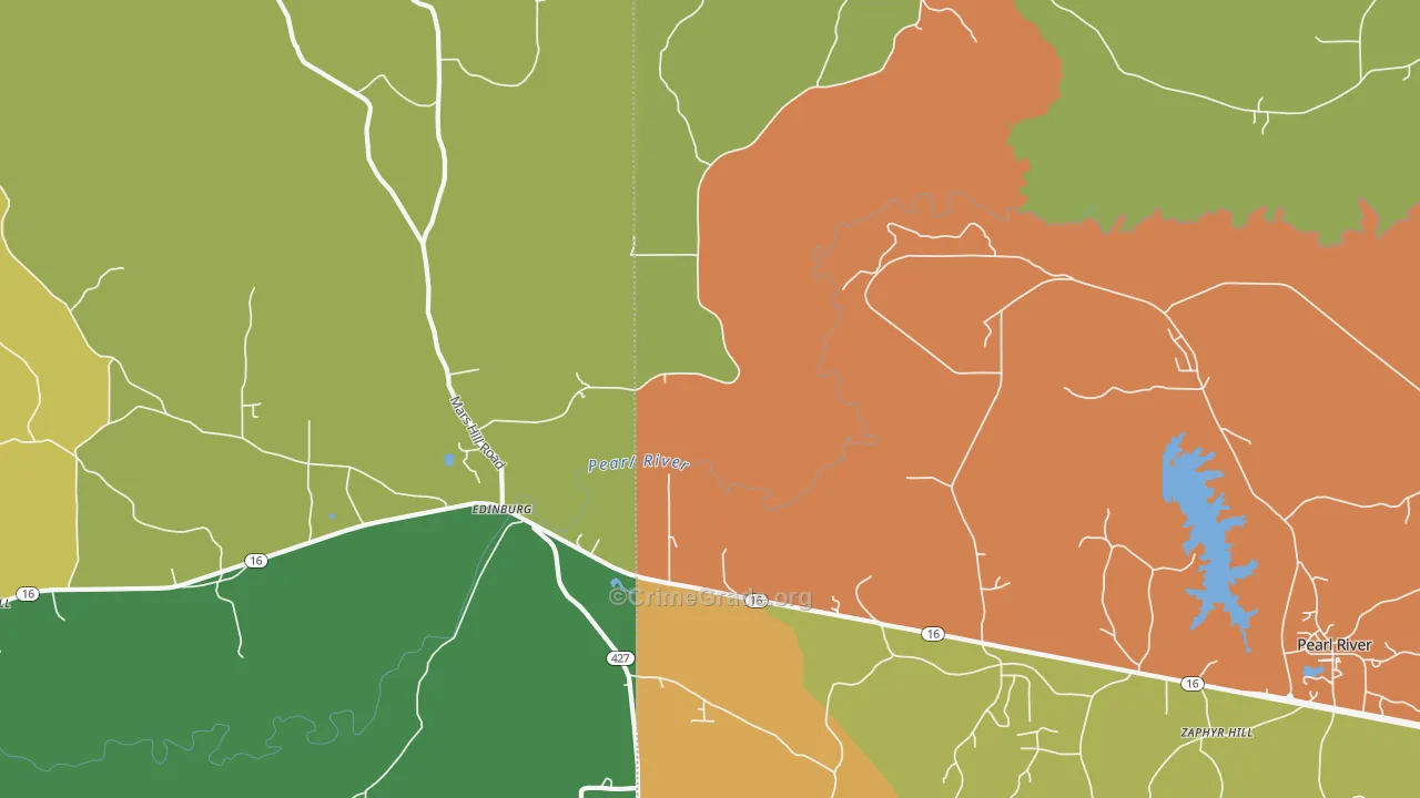 Edinburg, MS Map of Theft Rates
