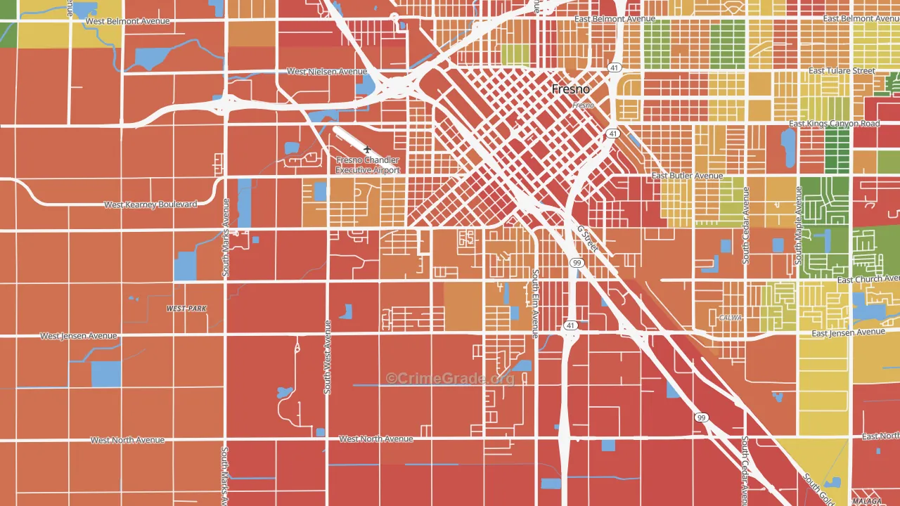 Edison, Fresno, CA Map of Theft Rates
