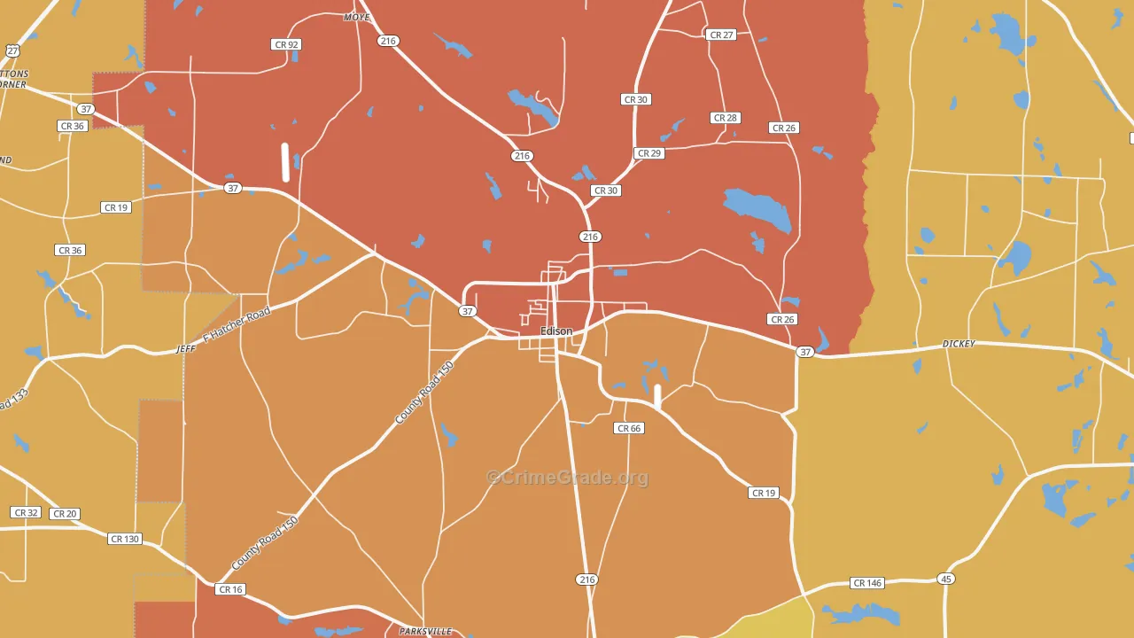 Edison, GA Map of Theft Rates