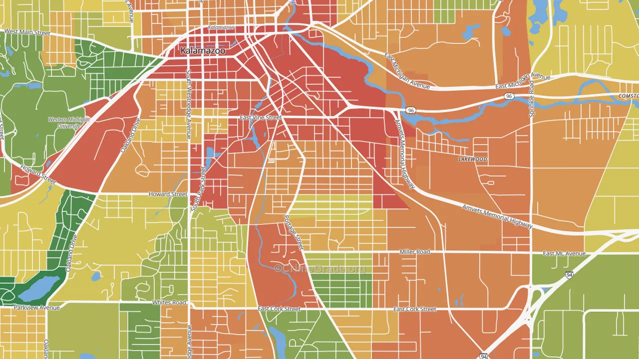 Edison, Kalamazoo, MI Map of Theft Rates