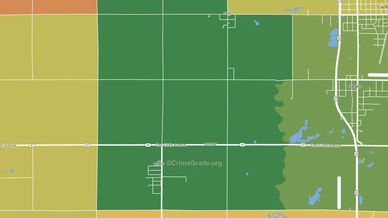 Edison, KS Map of Theft Rates