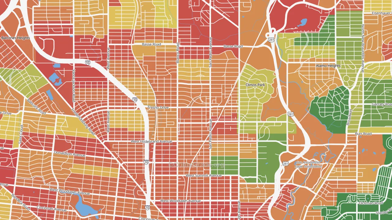 Edison, San Antonio, TX Map of Theft Rates