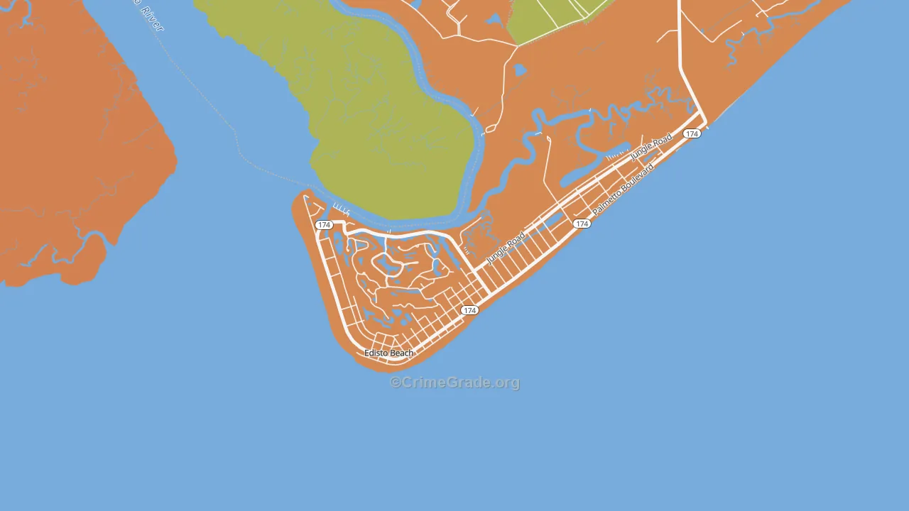 Edisto Beach, SC Map of Theft Rates