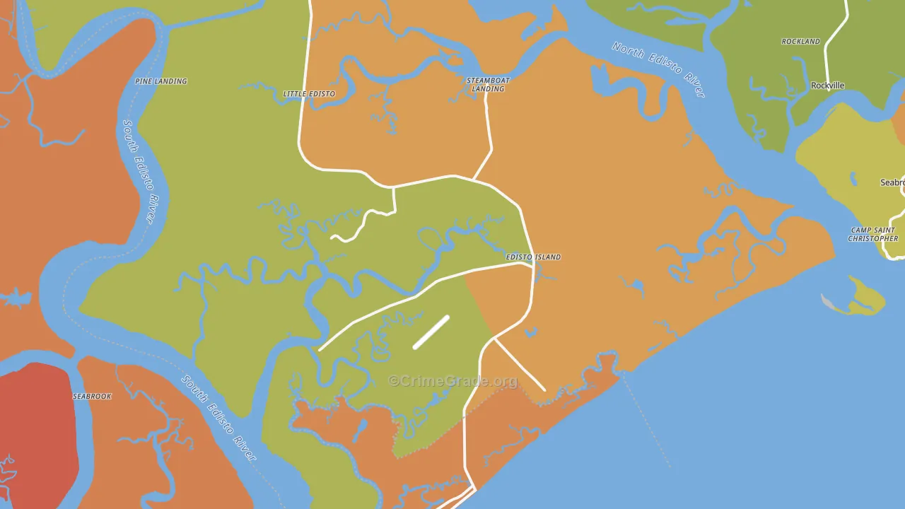 Edisto Island, SC Map of Theft Rates