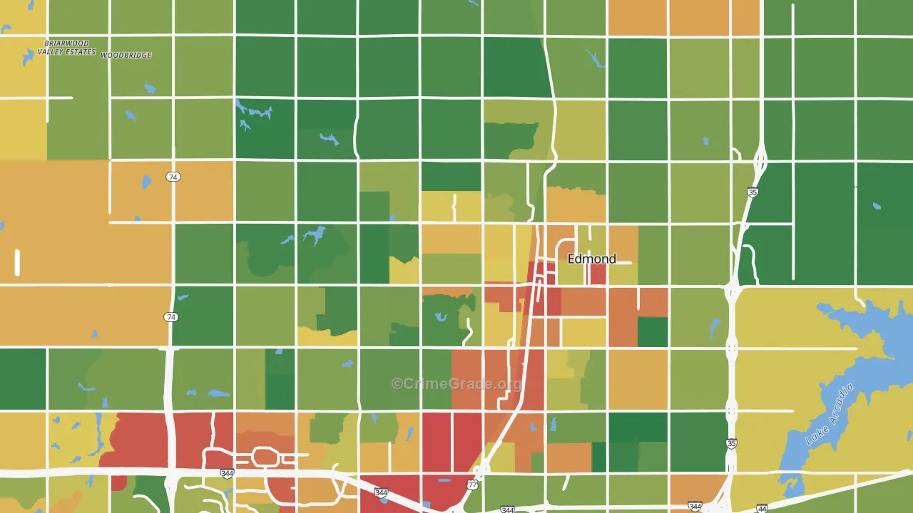 Edmond, OK Map of Theft Rates
