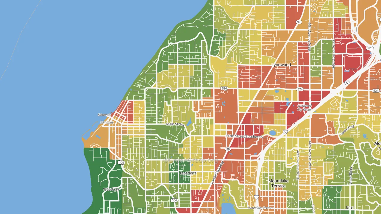 Edmonds, WA Map of Theft Rates