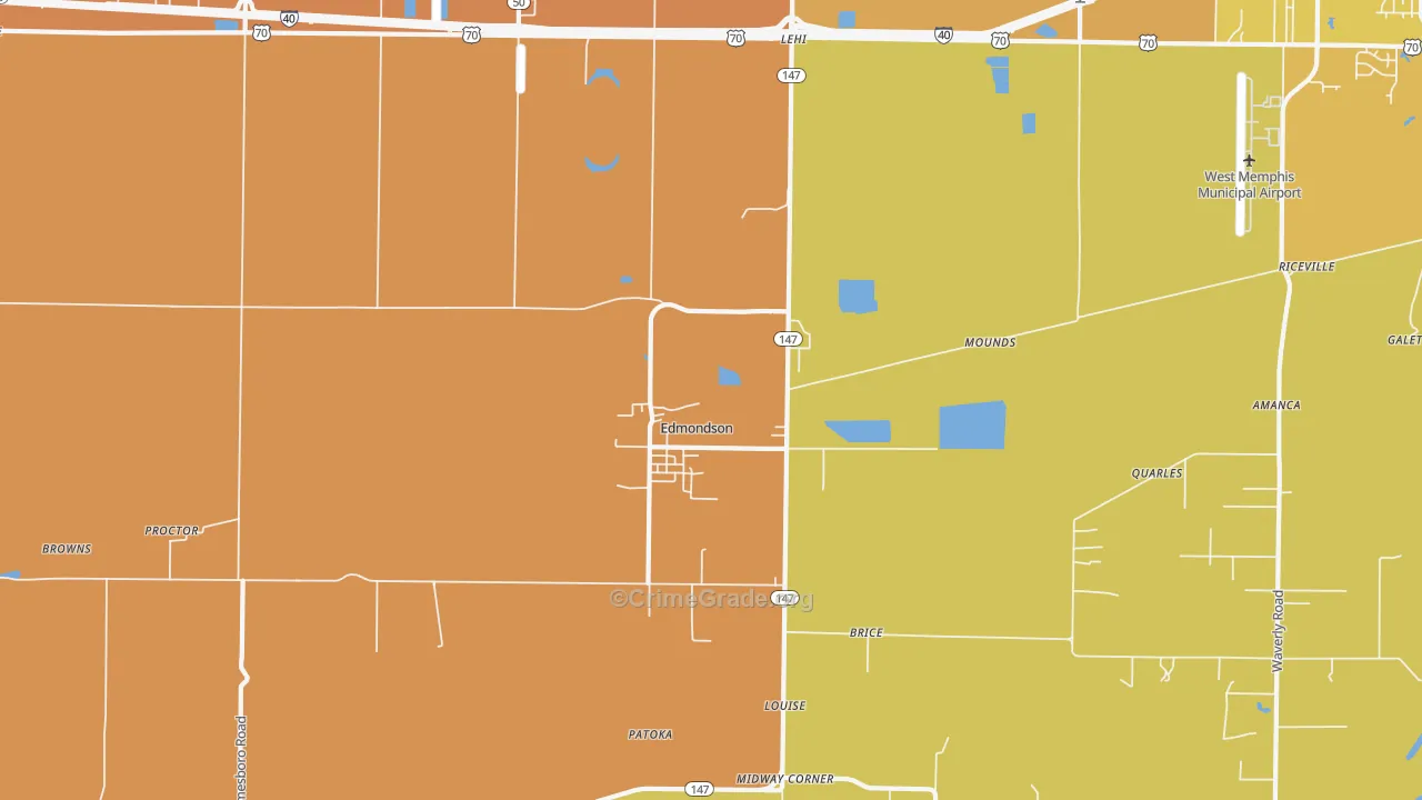 Edmondson, AR Map of Theft Rates