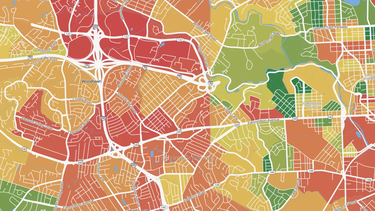 Edmondson Heights, Woodlawn, MD Map of Theft Rates