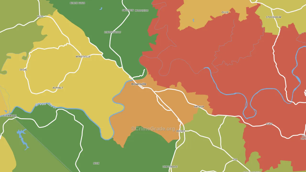 Edmonson County, KY Map of Theft Rates