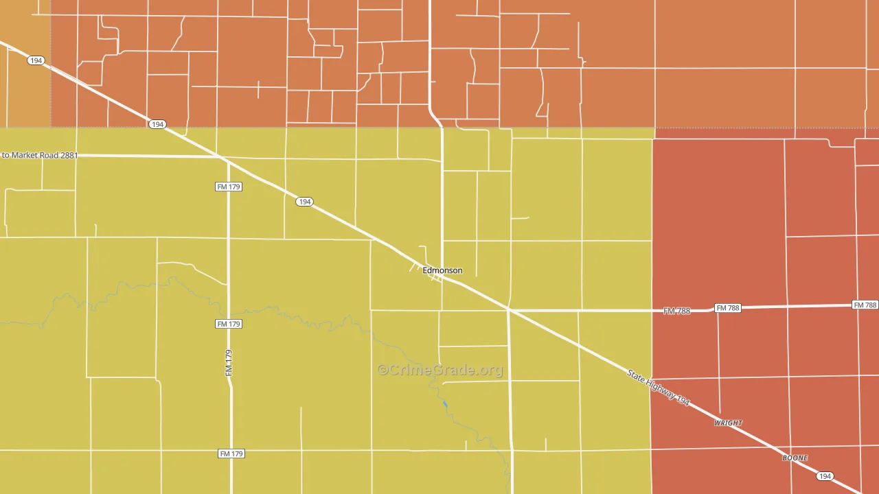 Edmonson, TX Map of Theft Rates