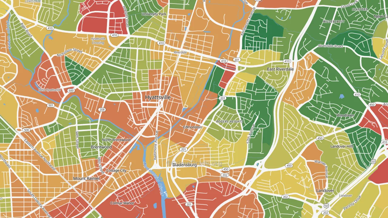 Edmonston, MD Map of Theft Rates