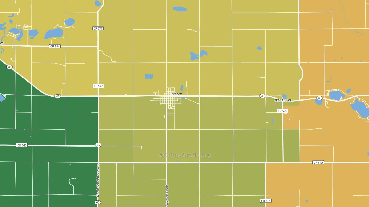 Edmore, MI Map of Theft Rates