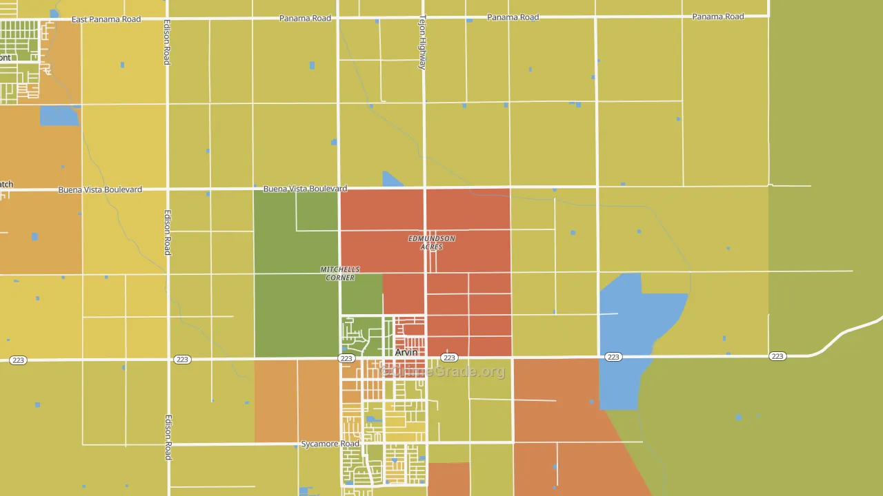 Edmundson Acres, CA Map of Theft Rates